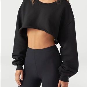 Joah Brown Raw Hem Cropped Sweater